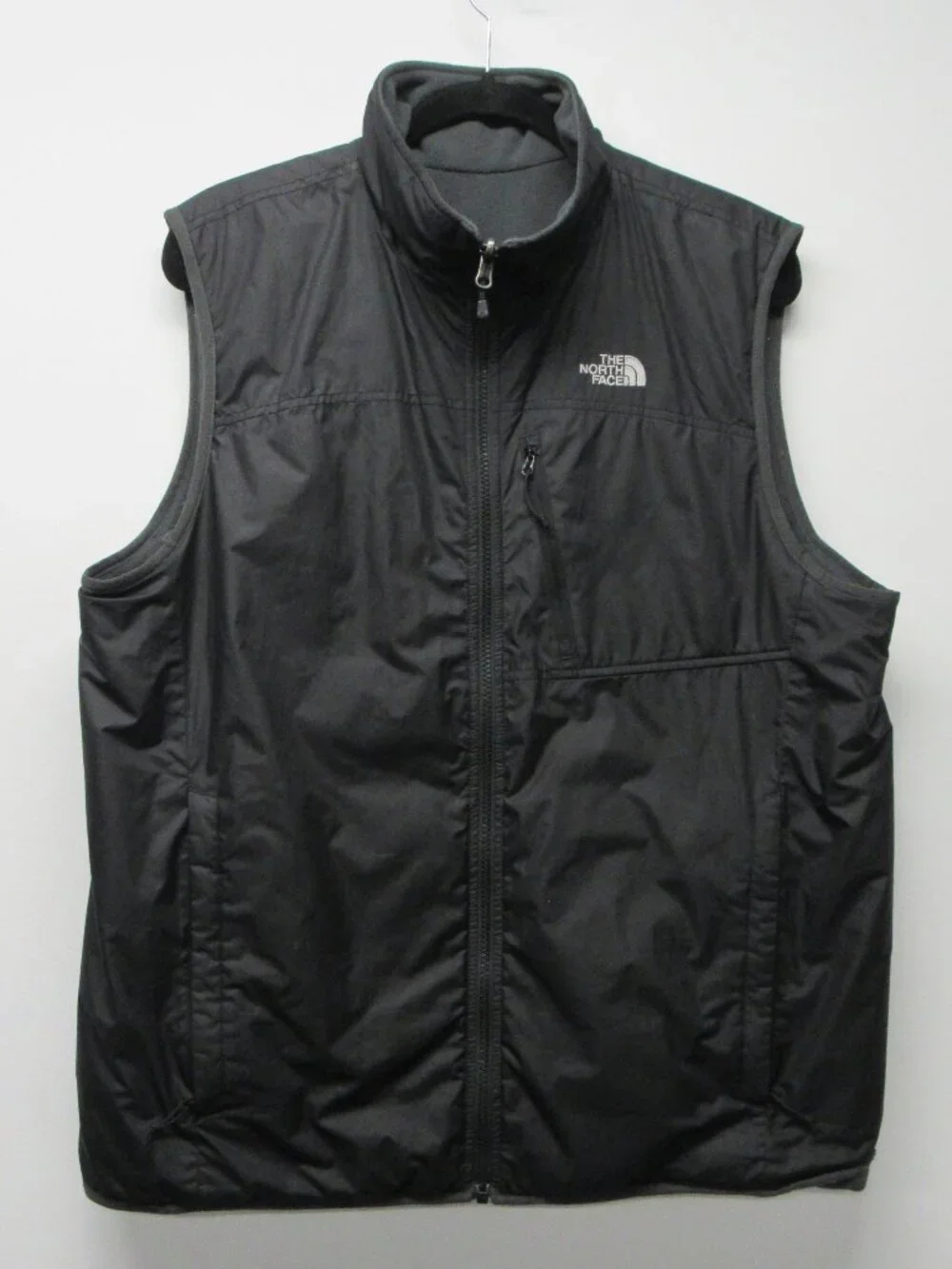 The North Face Reversible Polartec Fleece Full Zip Gray Black Vest Men's sz L